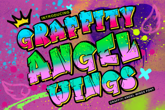 Graffiti Angel Wings Display Font for Handmade Products
